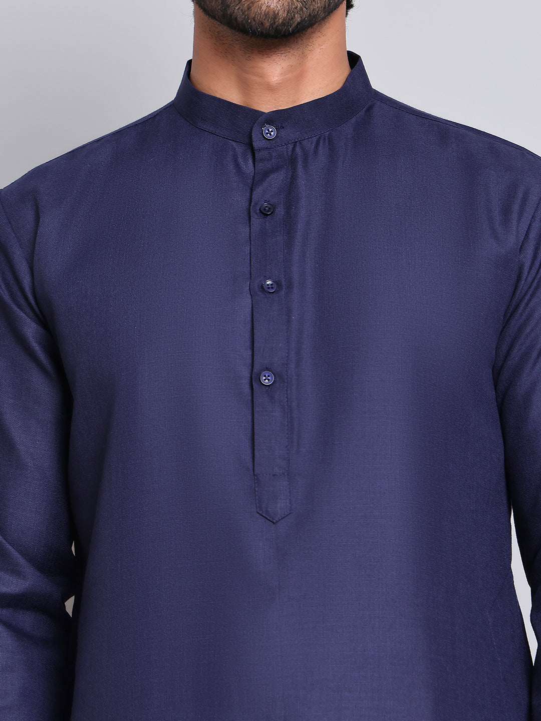 Men’s Cotton Blend Solid Kurta ( ANMKO 5144Navy )