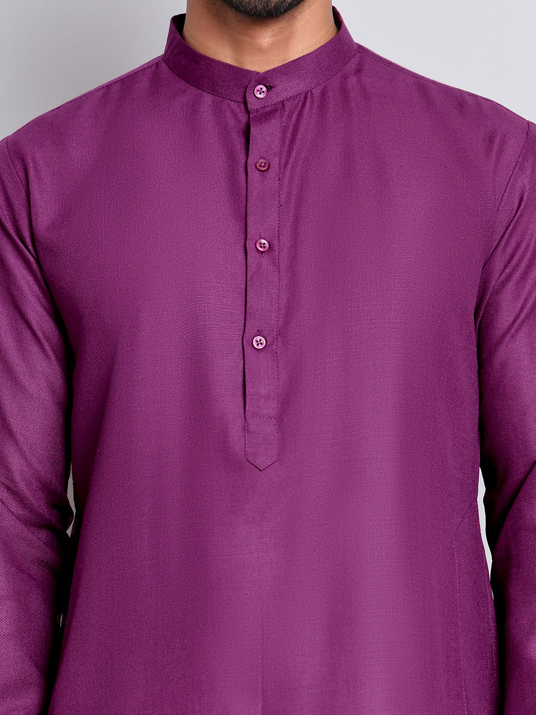 Solid Cotton Kurtas for Men ( KO 5144 Purple )