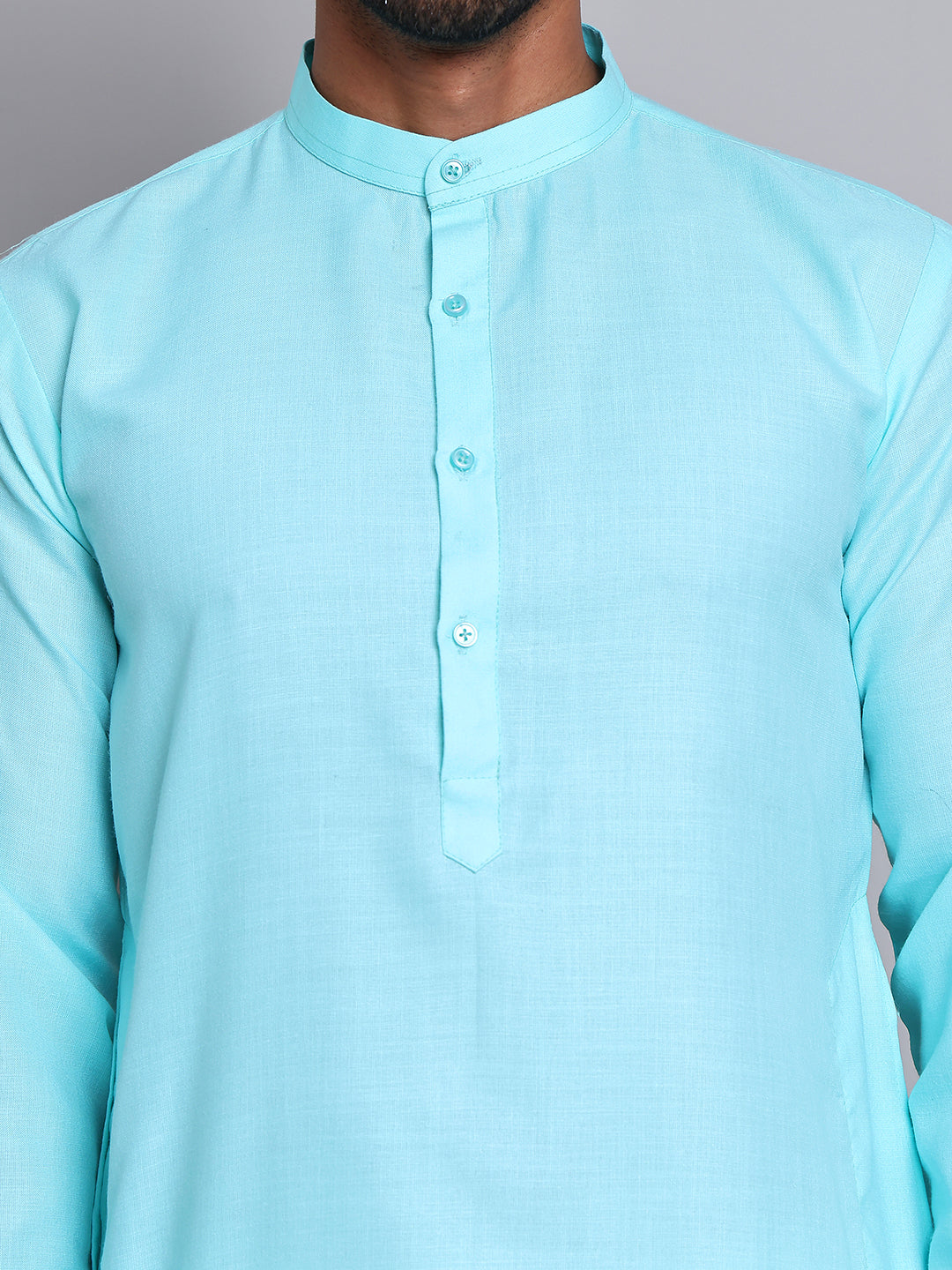 Solid Cotton Kurtas for Men ( KO 5144Sky )