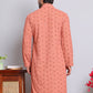 Men's Embroidered and Sequence Kurtas ( KO 5145Peach )