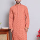 Men's Embroidered and Sequence Kurtas ( KO 5145Peach )