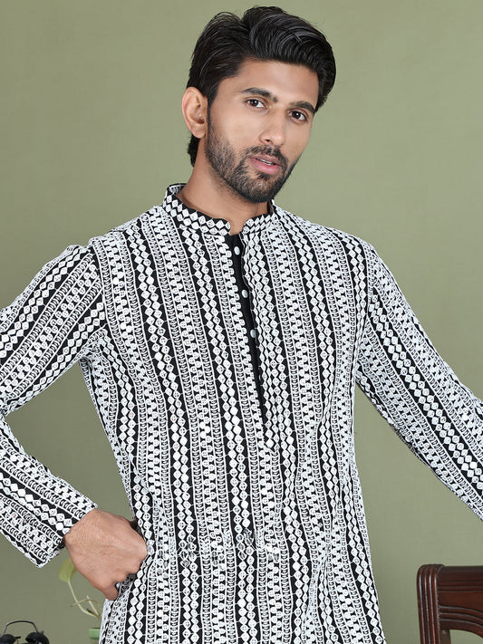 Embroidered and Mirror Work Kurtas. ( ko 5146Black )