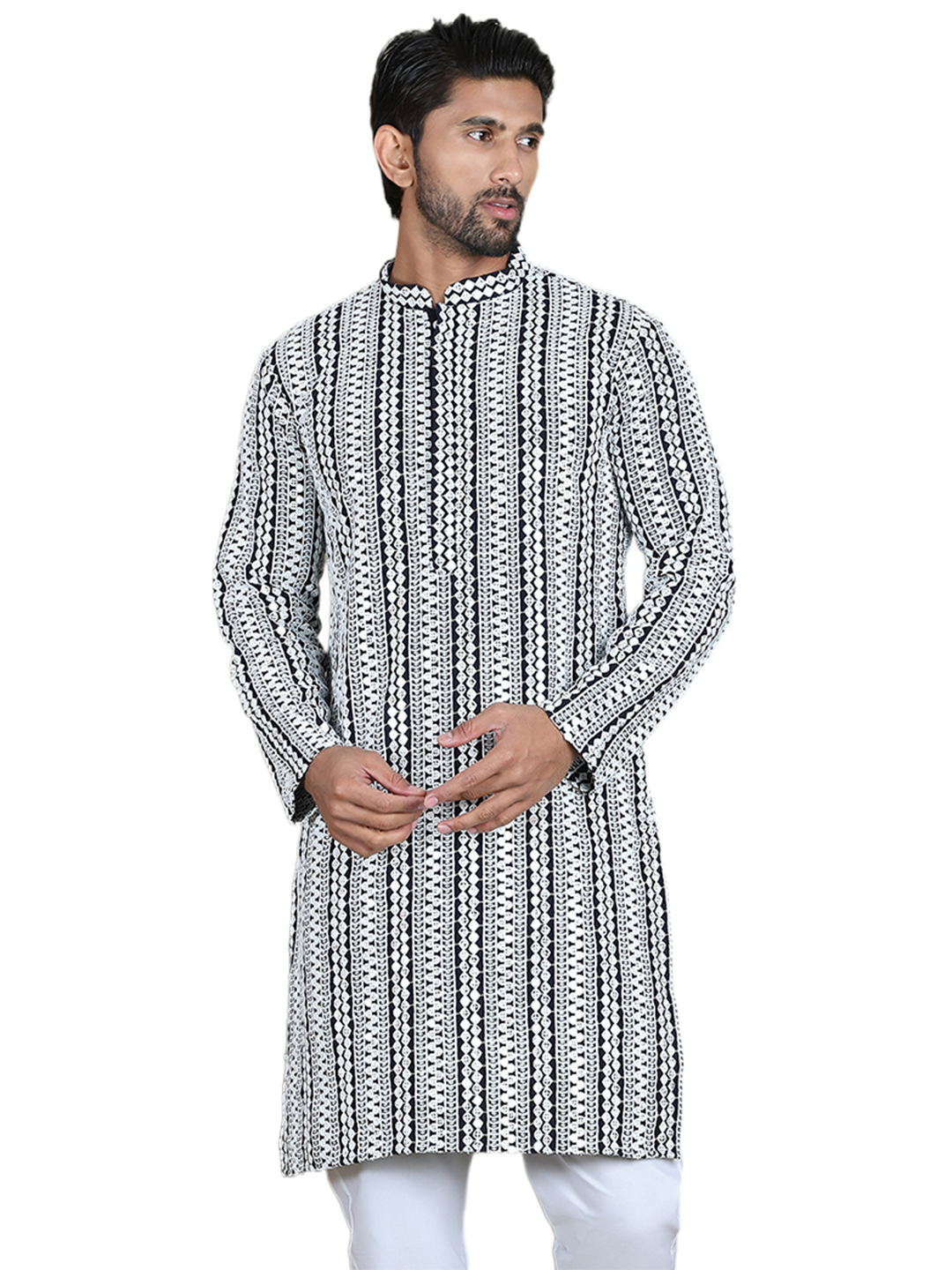 Embroidered and Mirror Work Kurtas. ( ko 5146Navy )