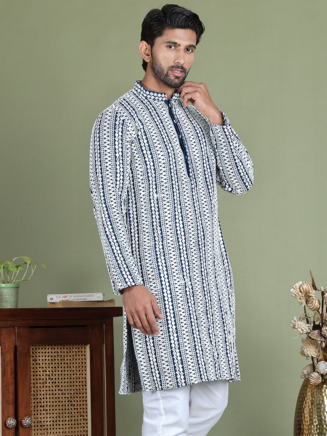 Embroidered and Mirror Work Kurtas. ( ko 5146Peacock )