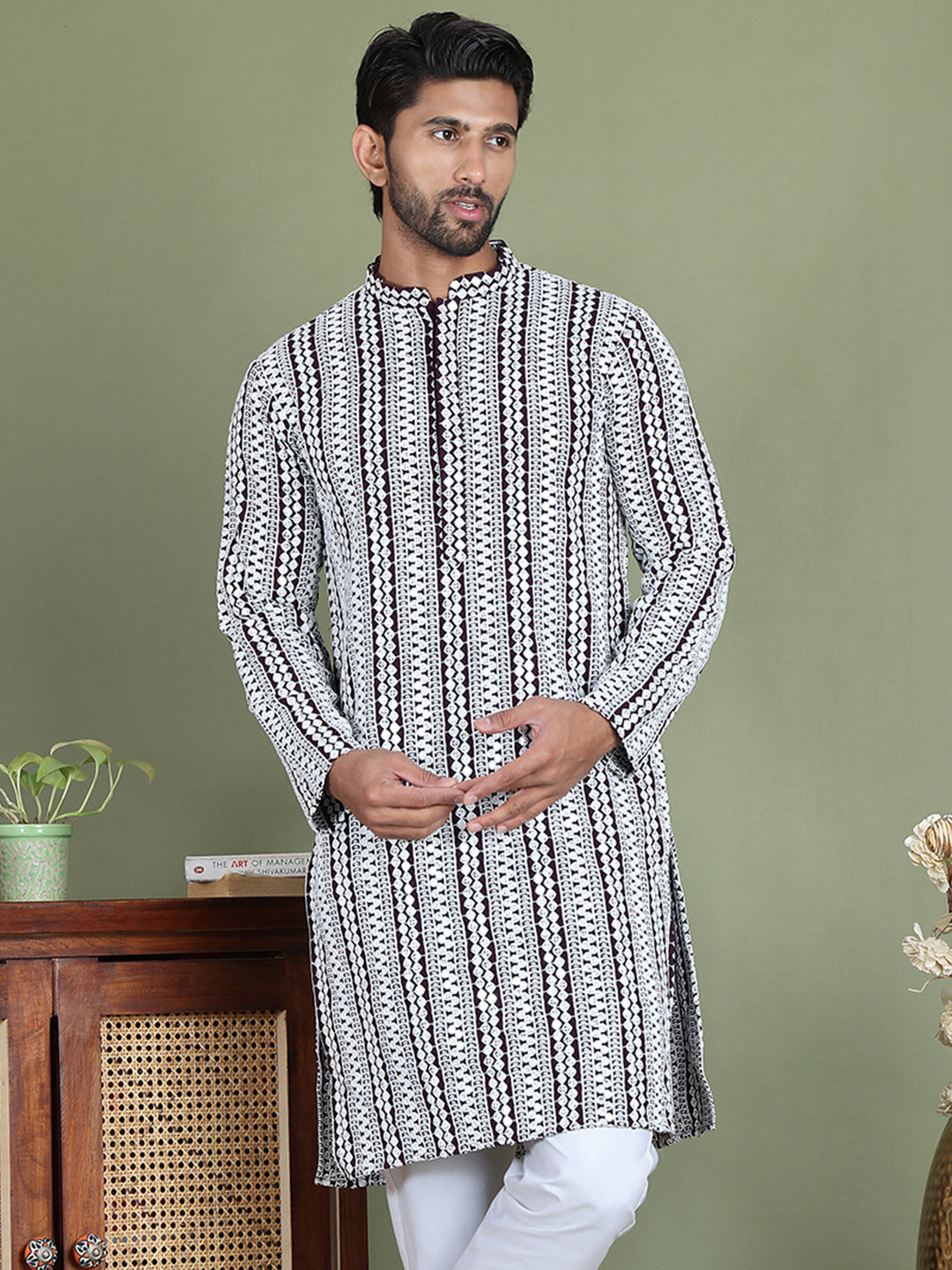 Embroidered and Mirror Work Kurtas. ( ko 5146Purple )
