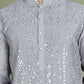 Embroidered and Mirror Work Kurtas for Men ( ko 5149Grey )