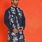 Embroidered Straight Kurtas for Men ( KO 5150 Navy )