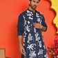 Embroidered Straight Kurtas for Men ( KO 5150 Navy )