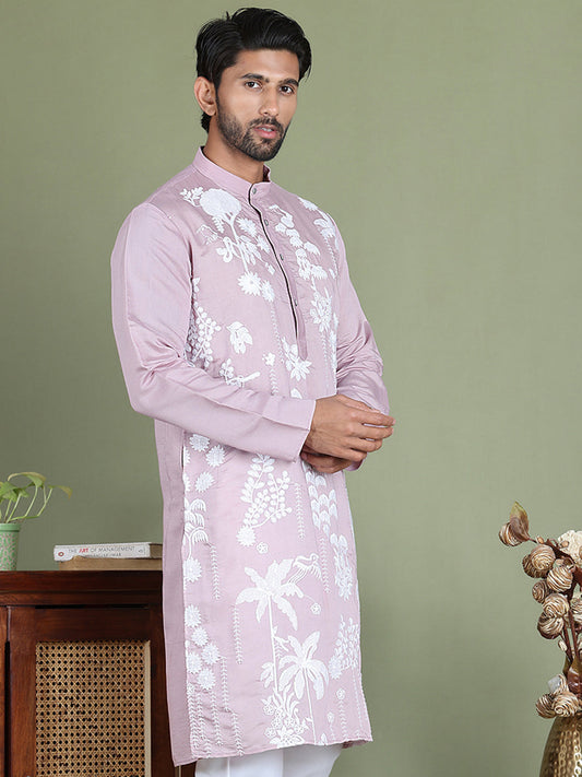 Embroidered Straight Kurtas. ( ko 5150Purple )