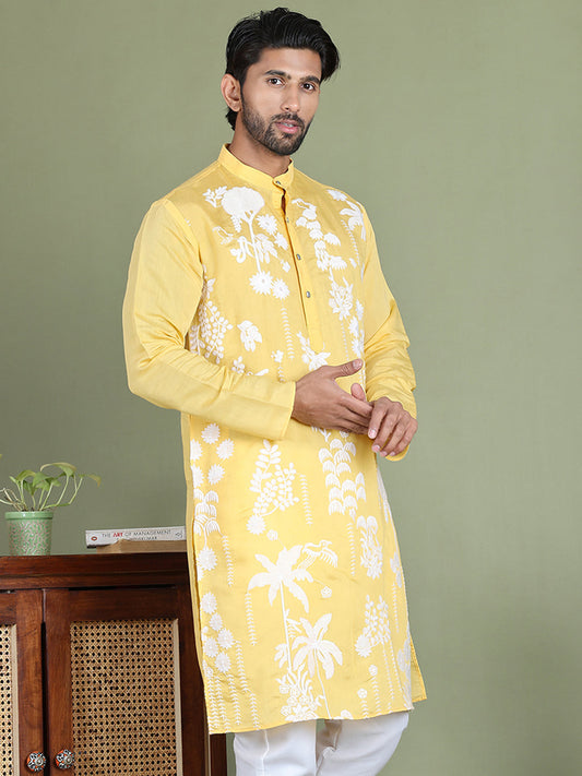 Embroidered Straight Kurtas. ( ko 5150Yellow )