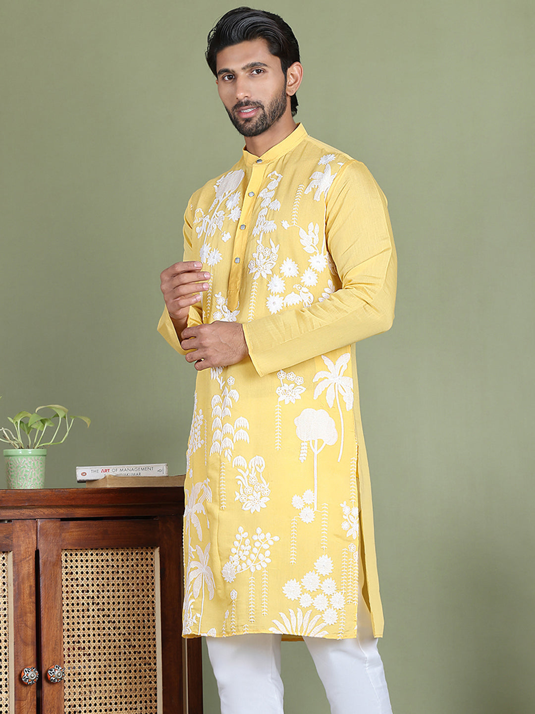 Embroidered Straight Kurtas. ( ko 5150Yellow )