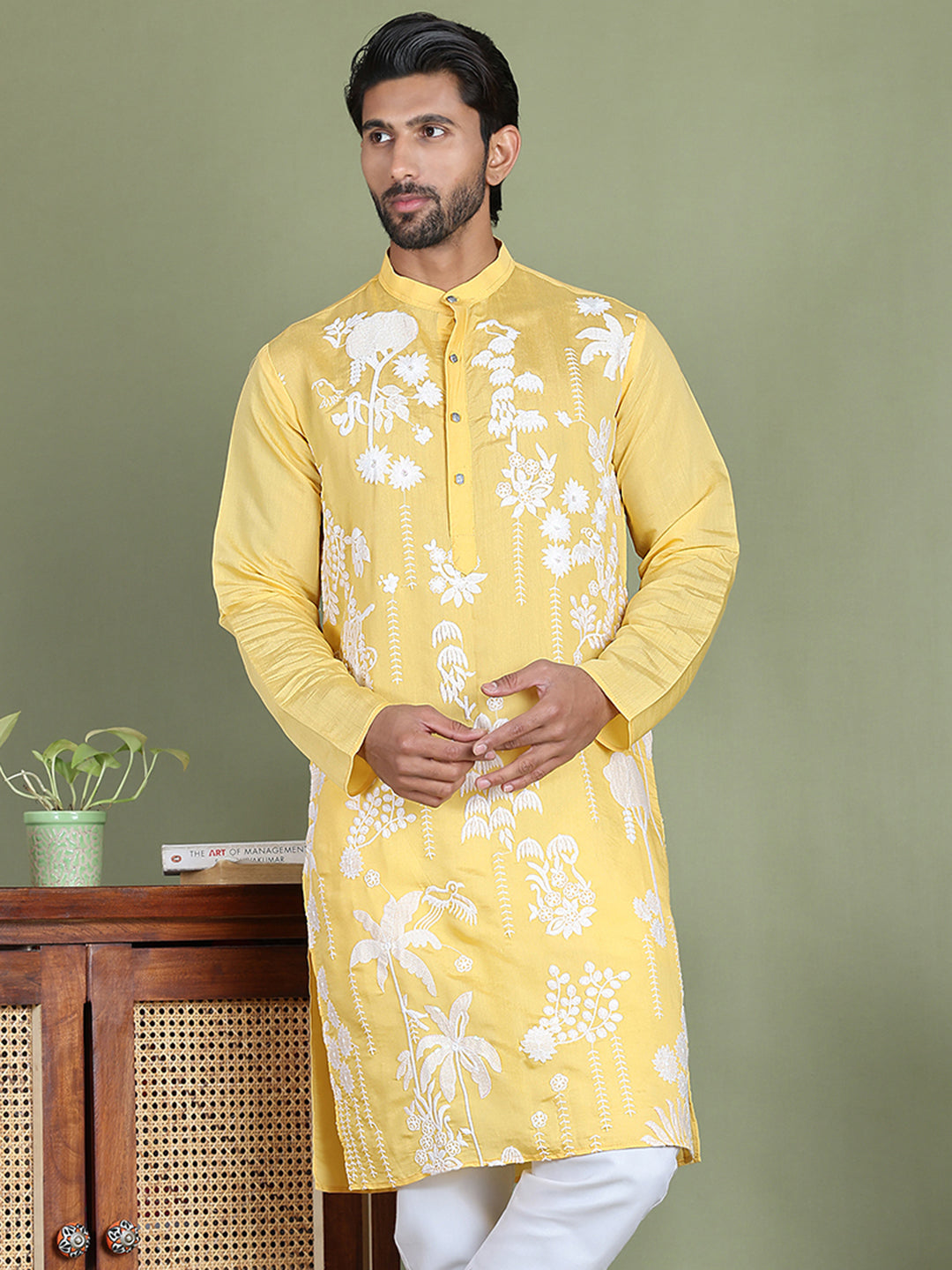 Embroidered Straight Kurtas. ( ko 5150Yellow )