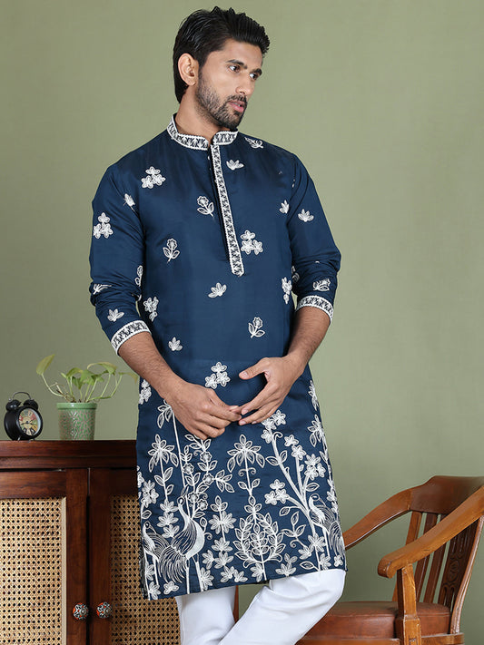 Floral Embroidered and Sequins Kurtas ( ko 5151Peacock )