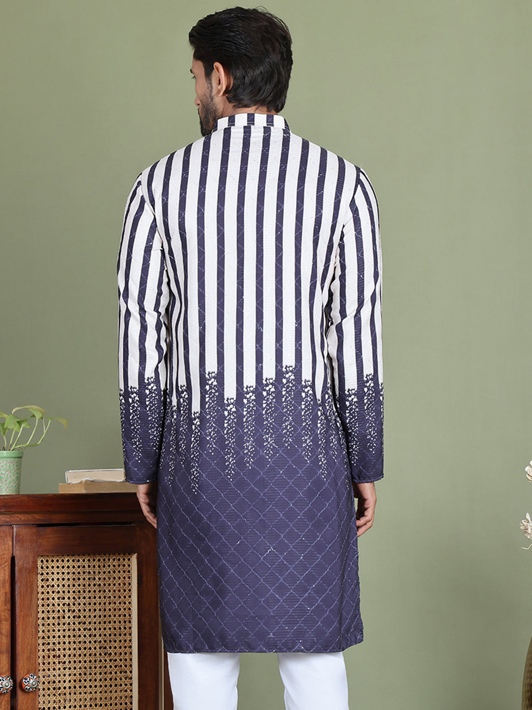 Striped Kurtas For Men ( ko 5152Charcoal )