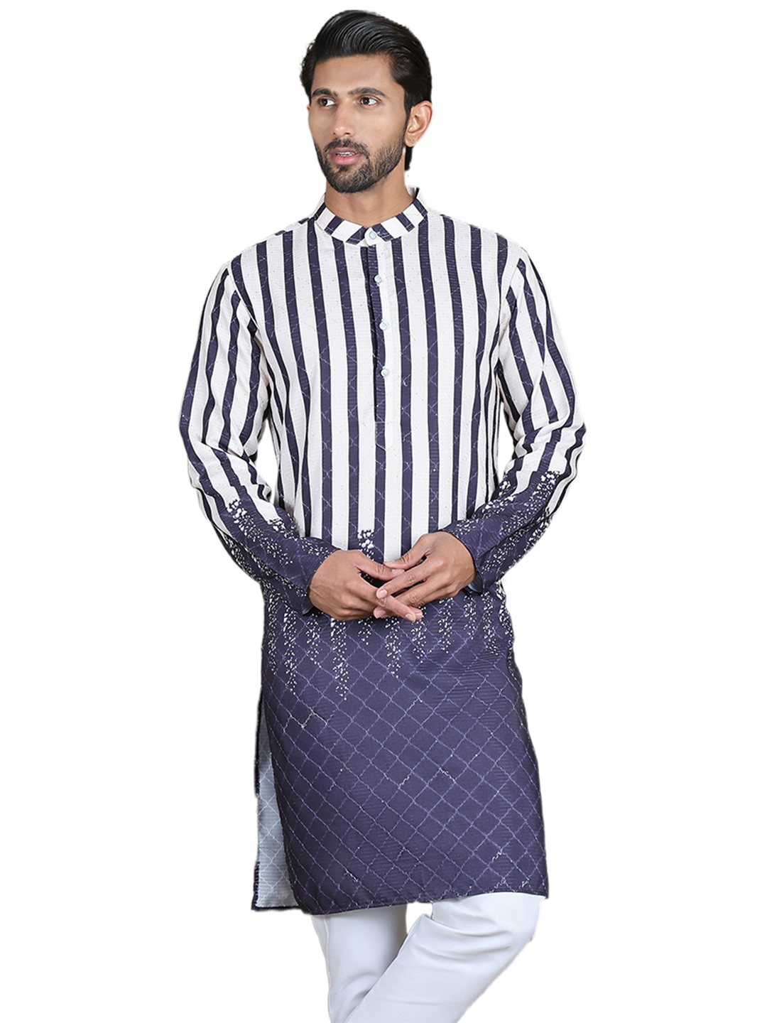 Striped Kurtas For Men ( ko 5152Charcoal )