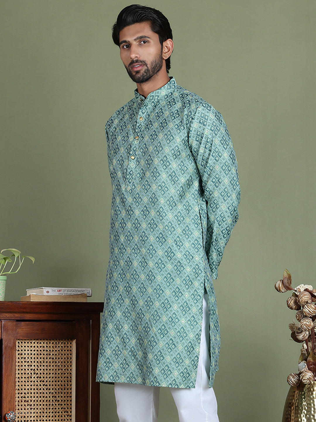 Blue Woven Design Straight Kurtas ( ko 5153Blue )