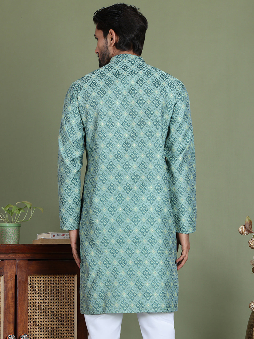 Blue Woven Design Straight Kurtas ( ko 5153Blue )