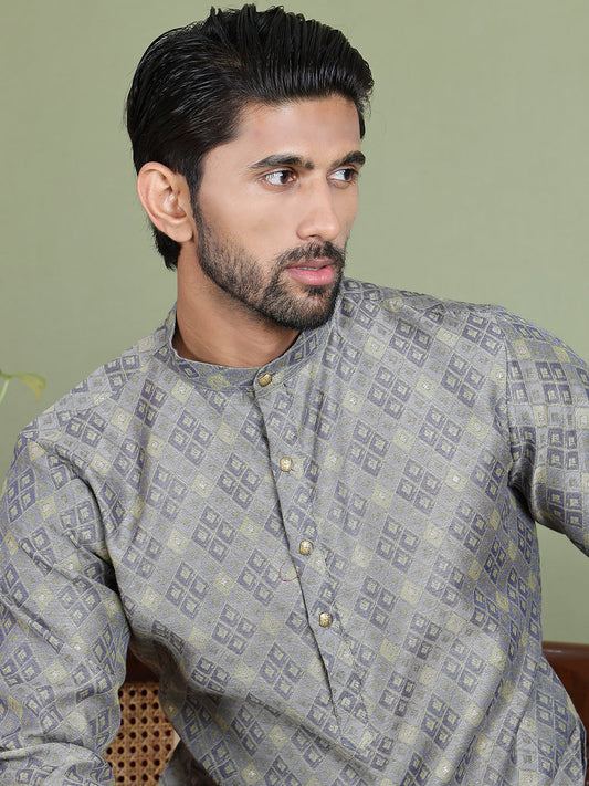 Grey Woven Design Straight Kurtas ( ko 5153Grey )