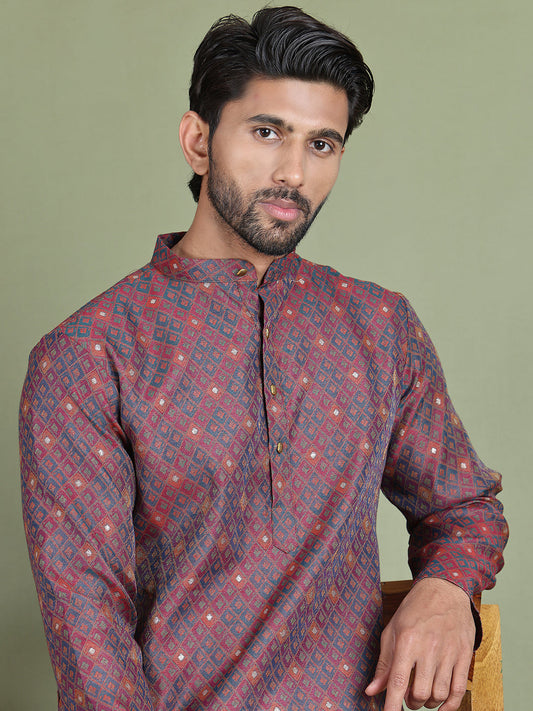 Maroon Woven Design Straight Kurtas ( ko 5153Maroon )