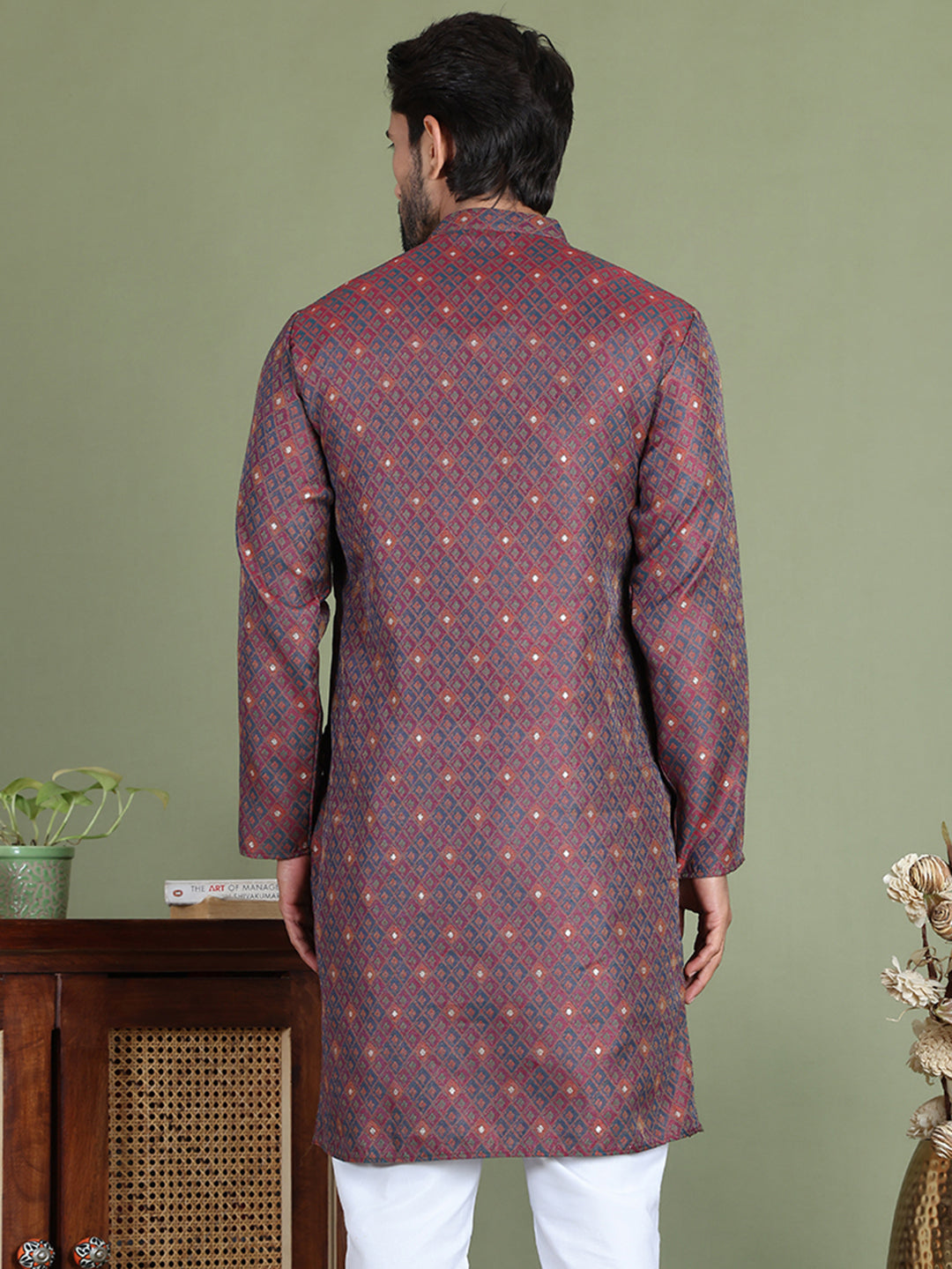 Maroon Woven Design Straight Kurtas ( ko 5153Maroon )