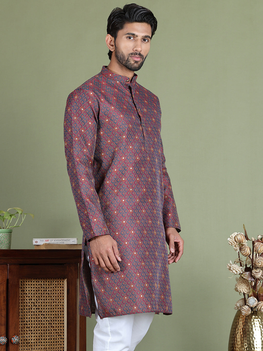 Maroon Woven Design Straight Kurtas ( ko 5153Maroon )