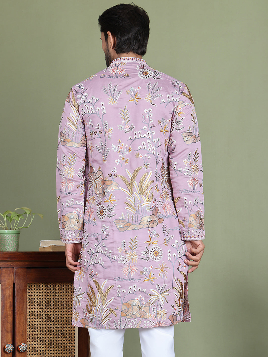 Floral Embroidered Straight Kurtas ( ko 5156Purple )