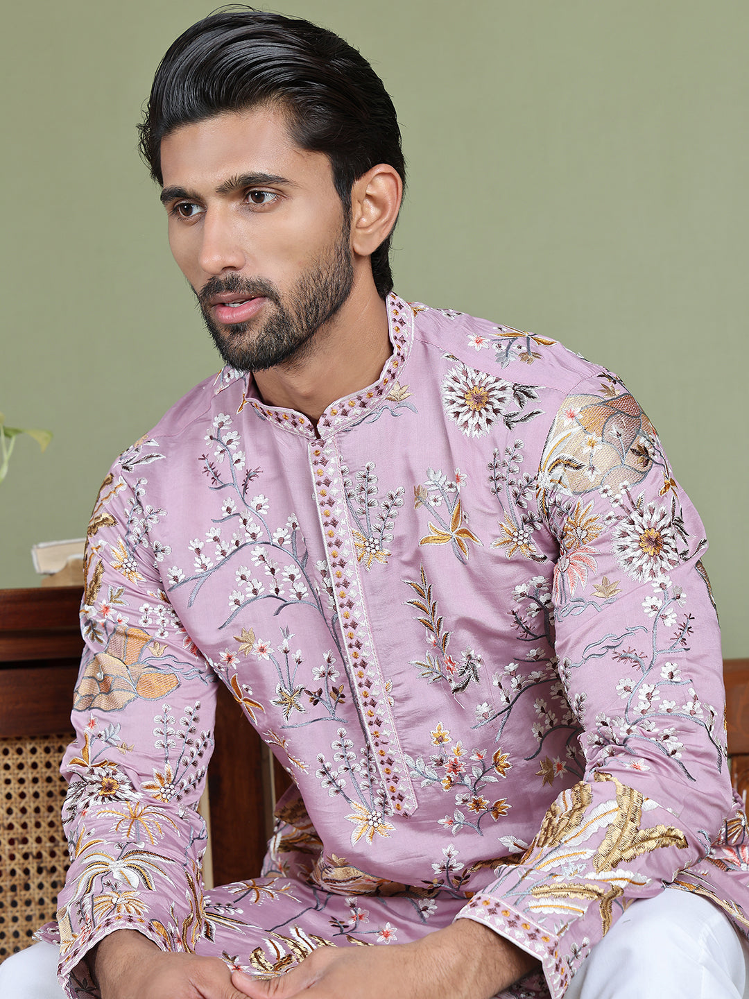 Floral Embroidered Straight Kurtas ( ko 5156Purple )