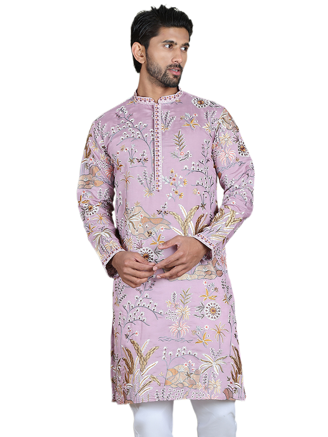 Floral Embroidered Straight Kurtas ( ko 5156Purple )