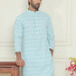 Embroidered and Sequins straight Kurtas for Men ( KO 5157 Blue )