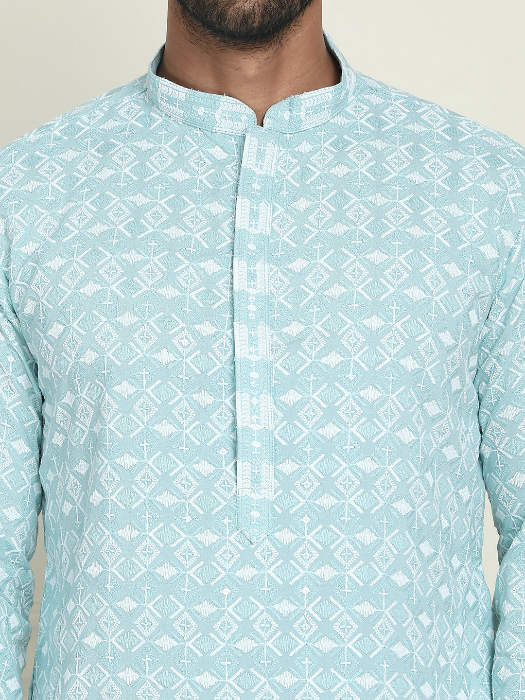 Embroidered and Sequins straight Kurtas for Men ( KO 5157 Blue )