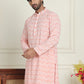 Embroidered and Sequins straight Kurtas for Men ( KO 5157 Peach )