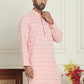 Embroidered and Sequins straight Kurtas for Men ( KO 5157 Peach )