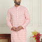 Embroidered and Sequins straight Kurtas for Men ( KO 5157 Peach )