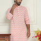 Embroidered and Sequins straight Kurtas for Men ( KO 5157 Peach )