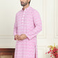 Embroidered and Sequins straight Kurtas for Men ( KO 5157 Pink )
