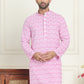 Embroidered and Sequins straight Kurtas for Men ( KO 5157 Pink )