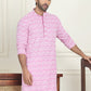 Embroidered and Sequins straight Kurtas for Men ( KO 5157 Pink )