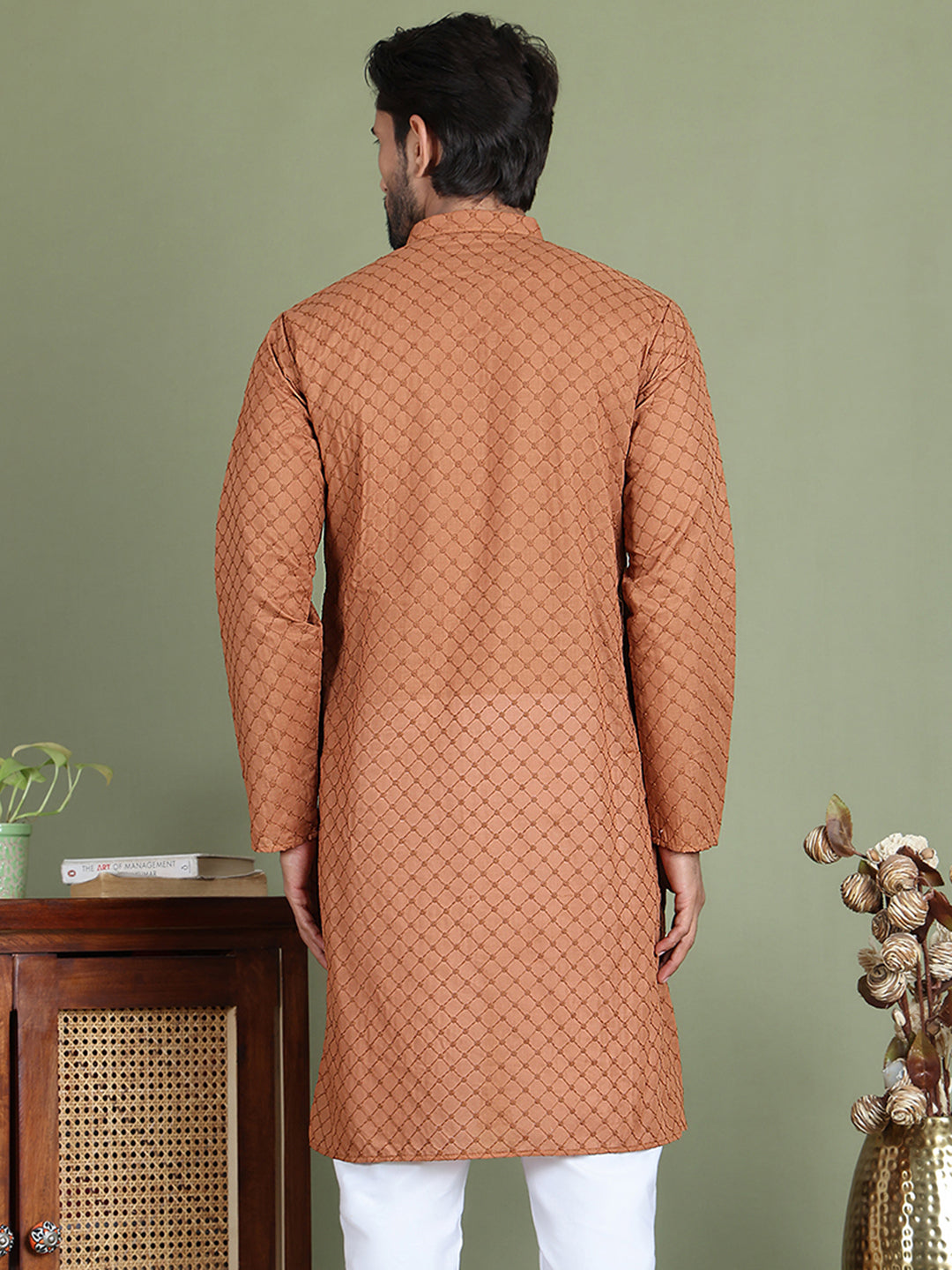 Chikankari Pure Cotton Kurtas ( ko 5158Brown )