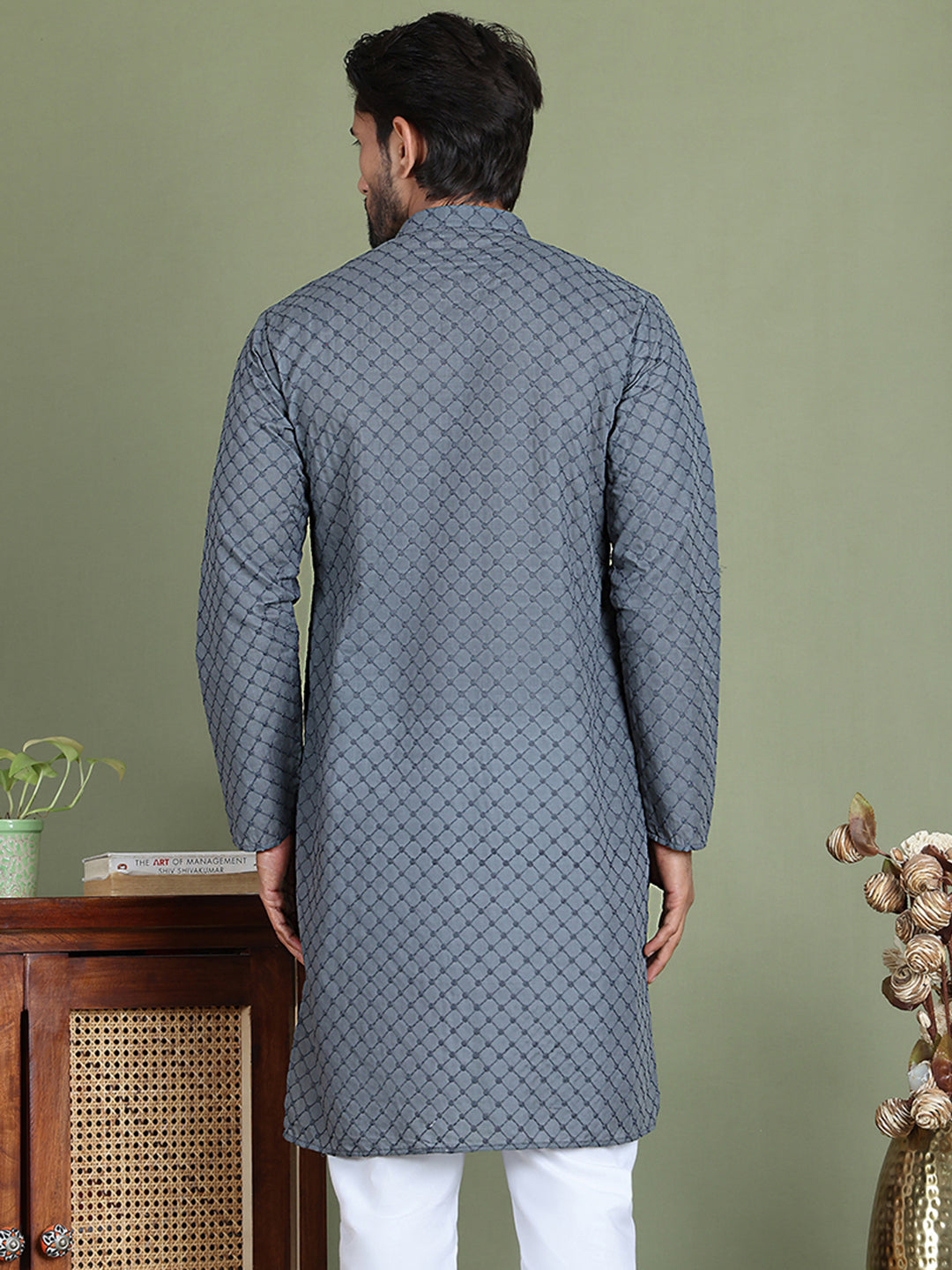 Chikankari Pure Cotton Kurtas ( ko 5158Grey )
