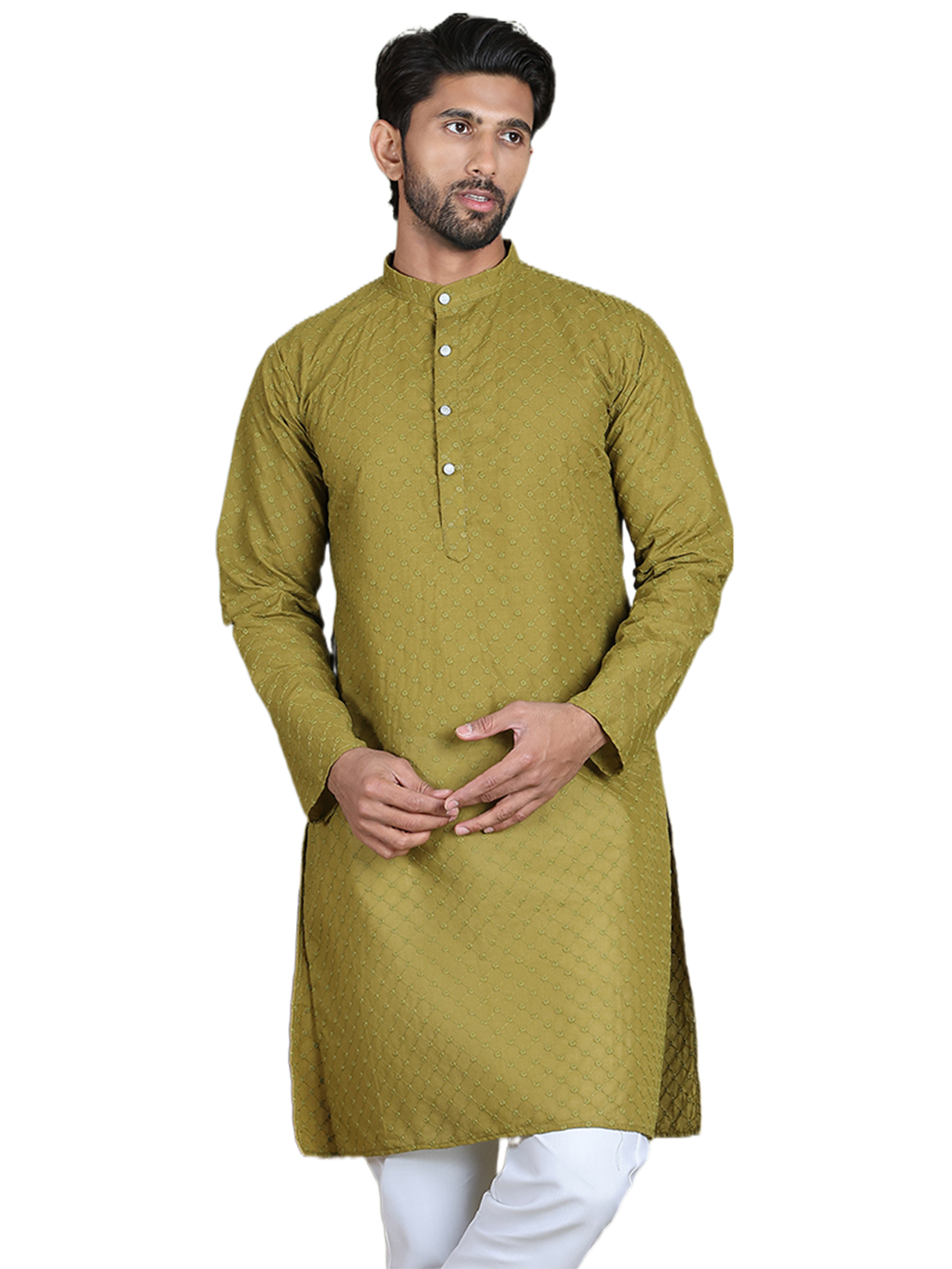 Chikankari Pure Cotton Kurtas ( ko 5158Olive )