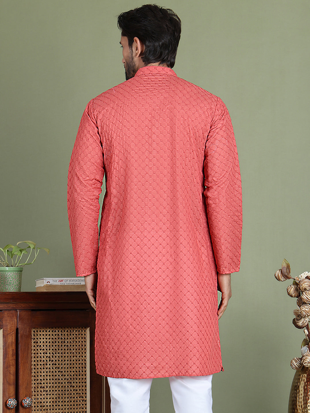 Chikankari Pure Cotton Kurtas ( ko 5158Peach ) [FF] [N-1]
