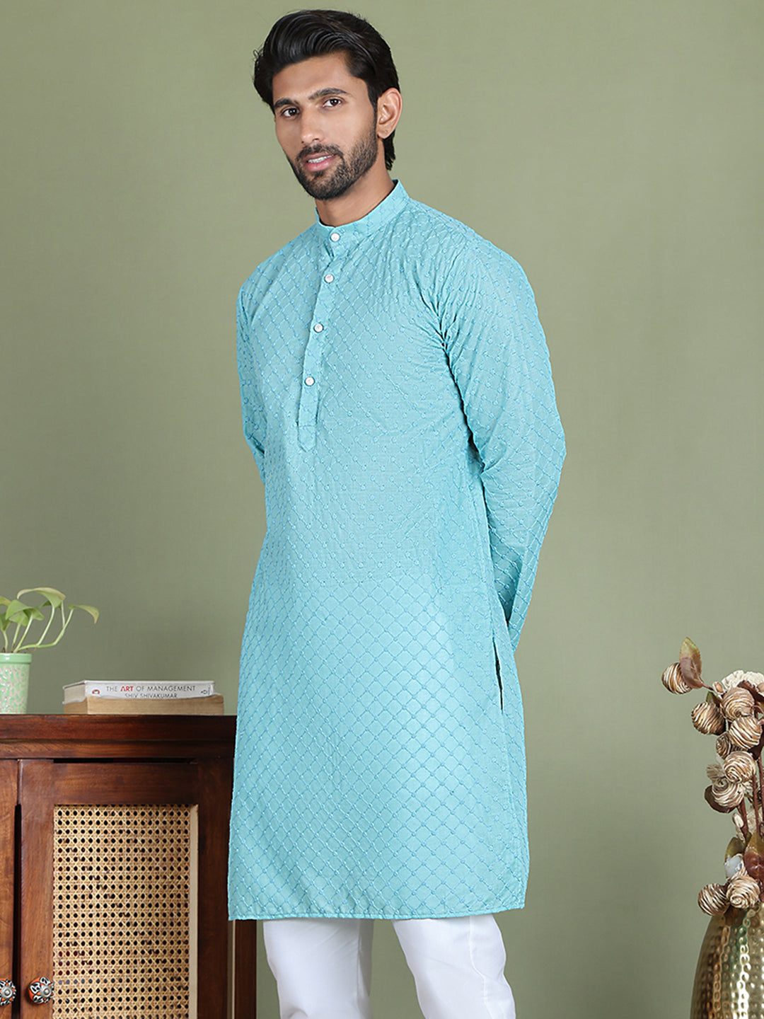 Chikankari Pure Cotton Kurtas ( ko 5158Sky )