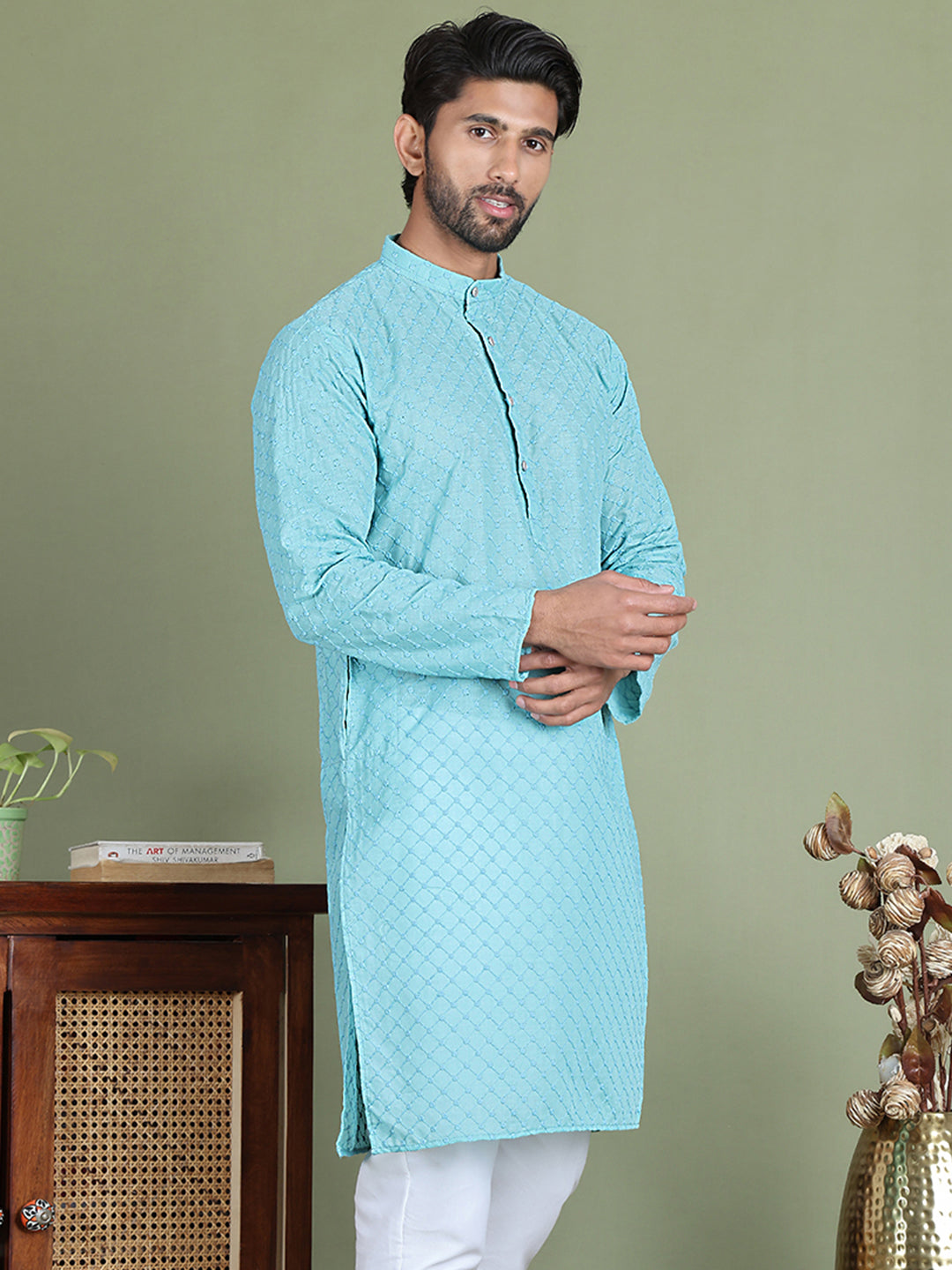 Chikankari Pure Cotton Kurtas ( ko 5158Sky )