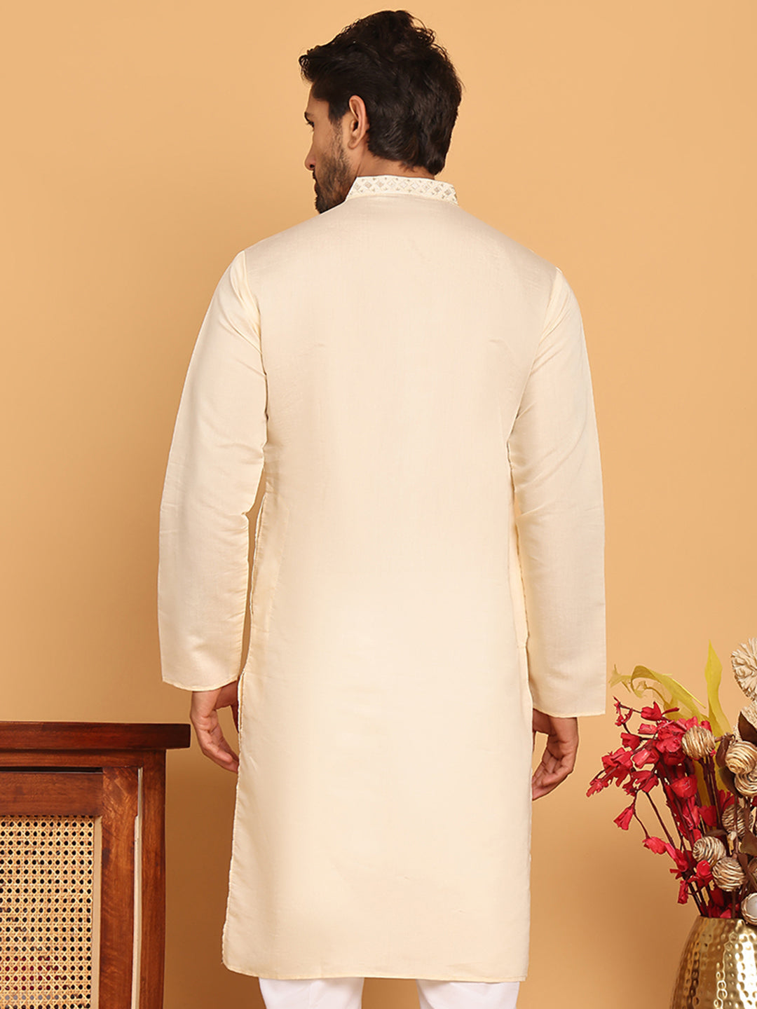 Men's Sequins and Embroidered Kurtas. ( KO 5159 Cream )