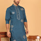 Men's Sequins and Embroidered Kurtas. ( KO 5159 Peacock )