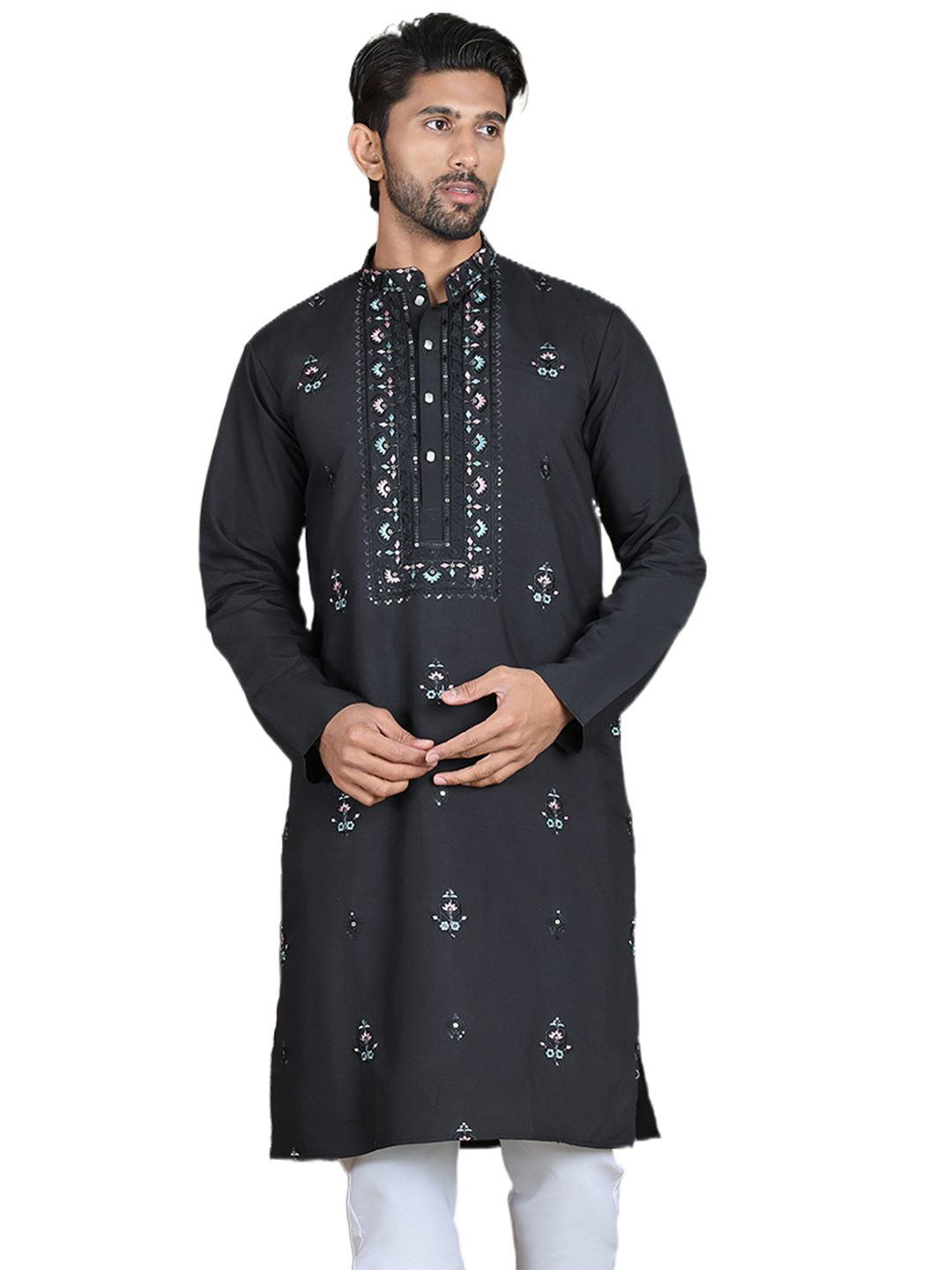 Men's Embroidered and Sequence Work Kurtas ( ko 5160Black )
