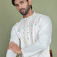 Men's Embroidered and Sequence Work Kurtas ( ko 5160White )