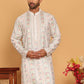 Embroidered and Sequins Kurtas for Men ( KO 5161 White )