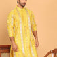 Embroidered and Sequins Kurtas for Men ( KO 5161 Yellow )