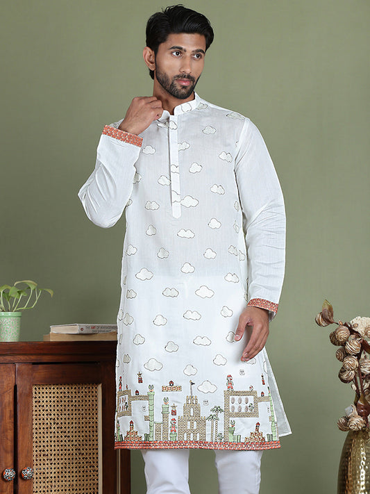 Embroidered and Sequins Kurtas ( ko 5162White )